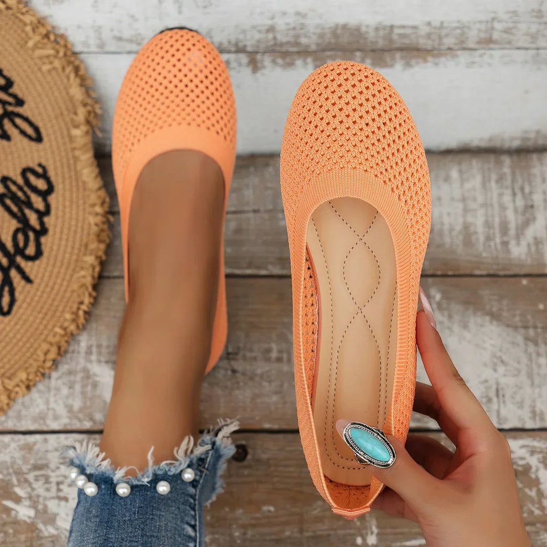 Lisslune | Women Round Toe Flat Shoes Solid Color Knit Slippers Casual Breathable Ballet Flats Women Flat Shoes Loafers Women