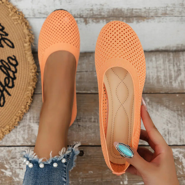 Lisslune | Women Round Toe Flat Shoes Solid Color Knit Slippers Casual Breathable Ballet Flats Women Flat Shoes Loafers Women
