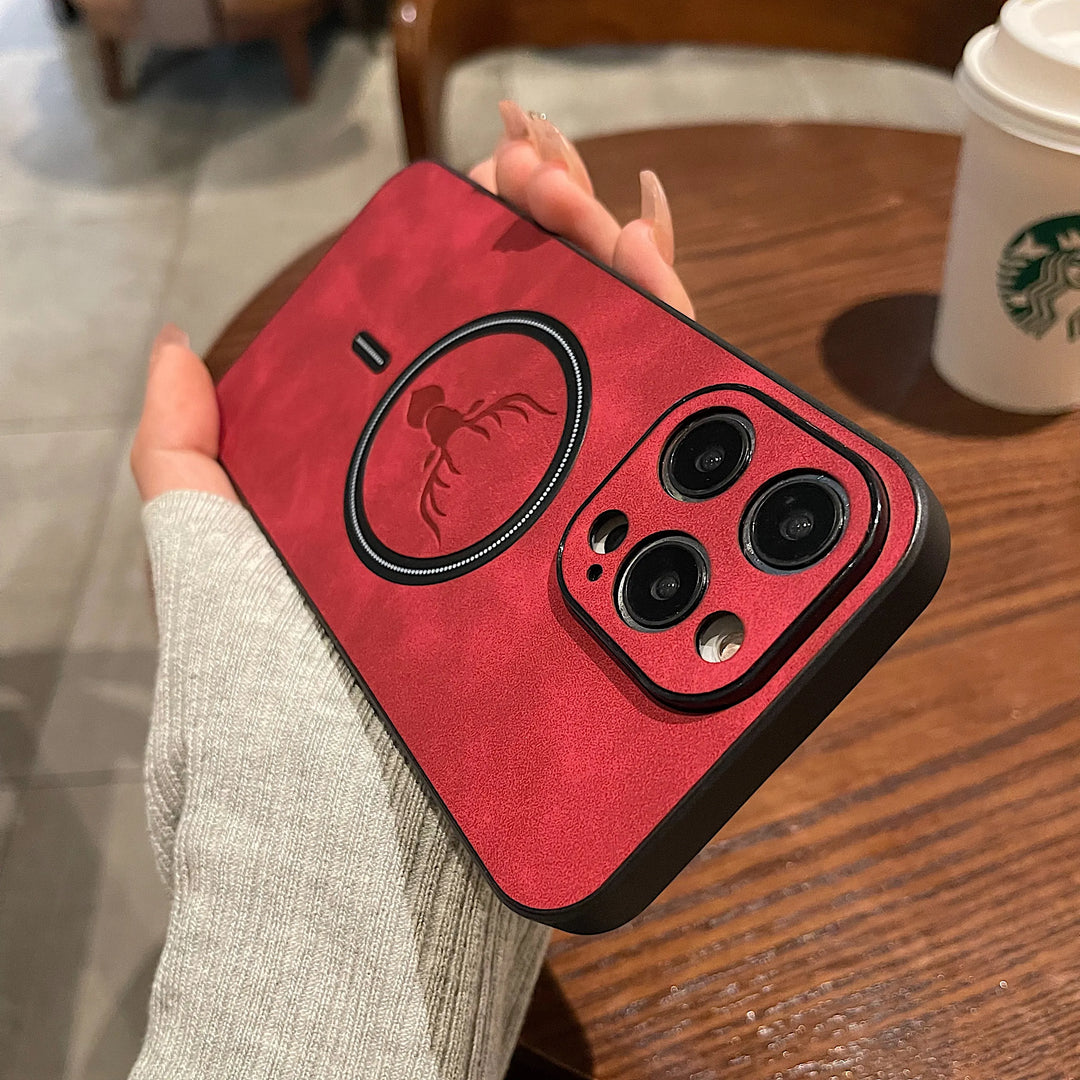 Lisslune | Luxury Deer Leather Apple iPhone Case | Magnetic Phone Case, Wireless Case, MagSafe, Wireless Charging, Protective Case, Cover for iPhone 15, 14, 13 Pro Max Plus