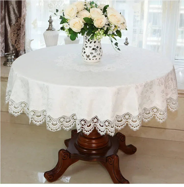 Rynx European Style Round Tablecloth, Elegant Lace Tablecloth, Dining Table Cloth, Kitchen Table Cover, Decorative Towel