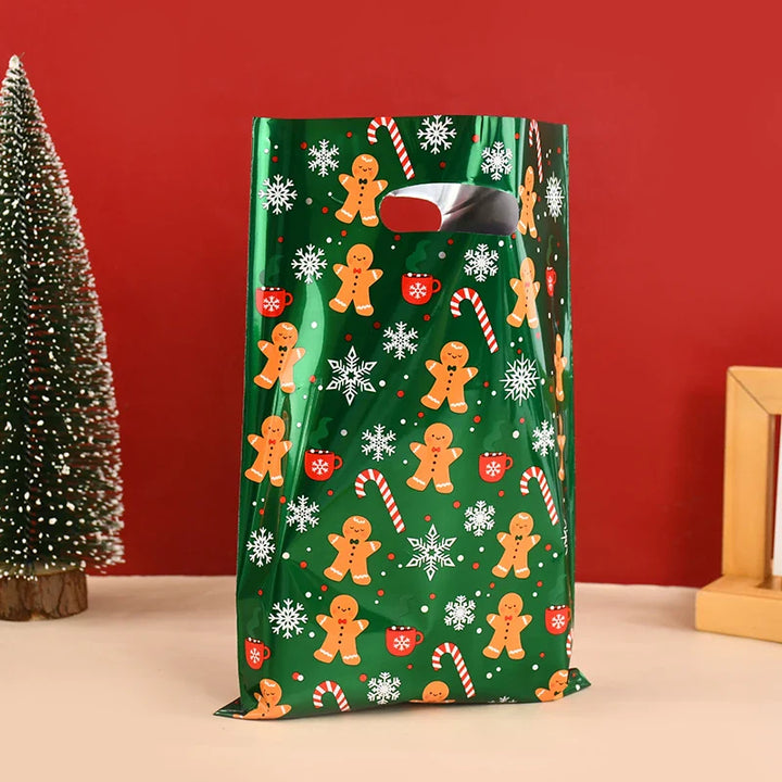 Rynx 10/30 Piece Christmas Gift Bags Cartoon Plastic Candy Cookie Packaging Bags 2024 Christmas Decoration for Home Kids New Year Gift 2025