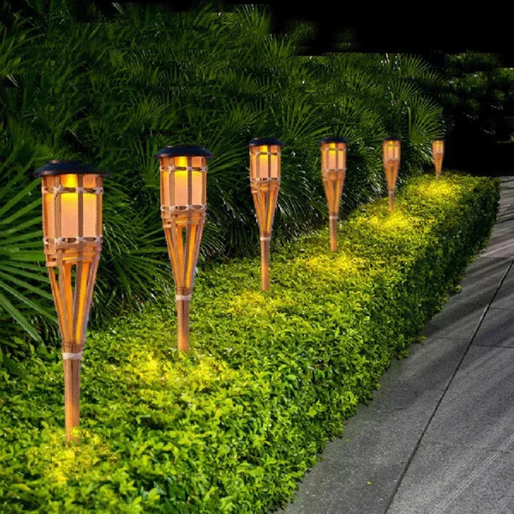 Lisslune | Solar Torch 5-Piece Set | Flame Effect LED Garden Lights | Solar Powered | Decorative Light for Outdoors