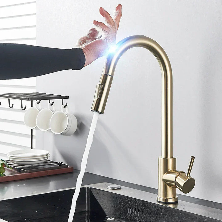 Lisslune | SmartTouch | Kitchen Faucet with Touch Sensor and Pull-Out Spray Head – Brushed Nickel