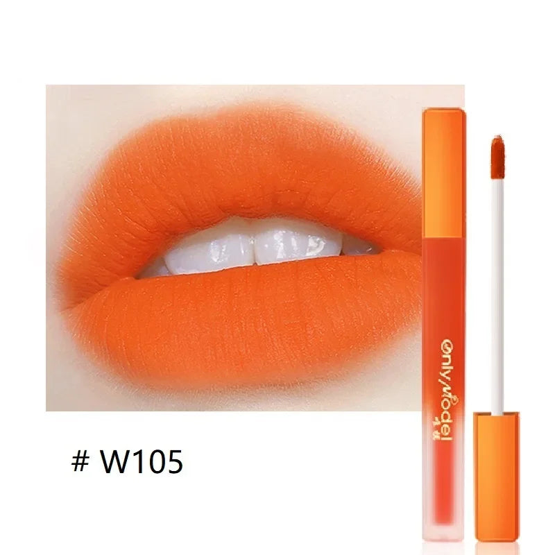Rynx | Orange Lipstick Waterproof Long-lasting Matte Lipsticks Resilient Lipstick Velvet Lip Tint Women Cosmetics Sexy Lip Gloss Makeup