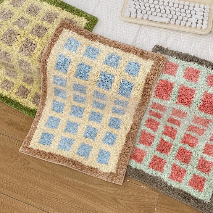 Rynx | Tufting Grids Bath Mat Bathroom Rug Bathroom Mat Rug Entrance Mat Floor Non-Slip Mat Aesthetic Home Decor 40x60cm