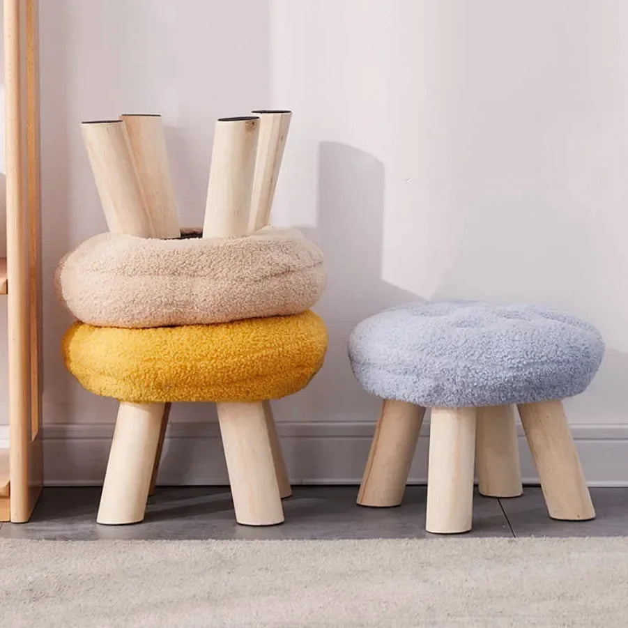 Rynx | Cookie small stool soft seat girls heart bedroom solid wood bench living room children's shoe changing stool furniture