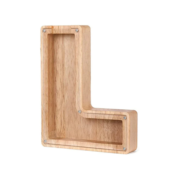 Lisslune | Wooden Alphabet Piggy Bank with Transparent Viewing Window for Stylish Saving
