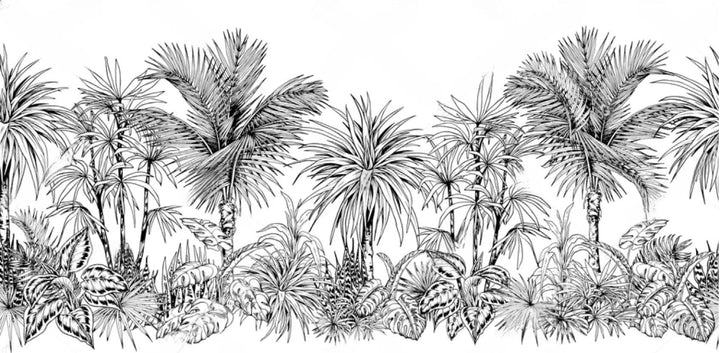Lisslune | Elegant Monochrome 3D Banana Leaf Wallpaper for Stunning Living Spaces