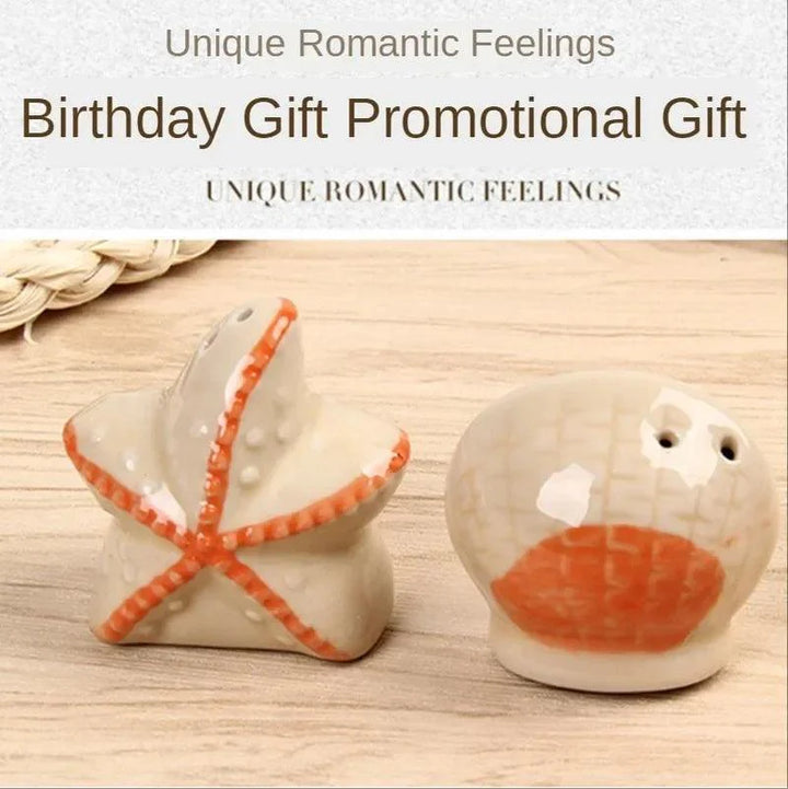 Lisslune | Playful Starfish Ceramic Salt and Pepper Shakers - Nautical Kitchen Decor