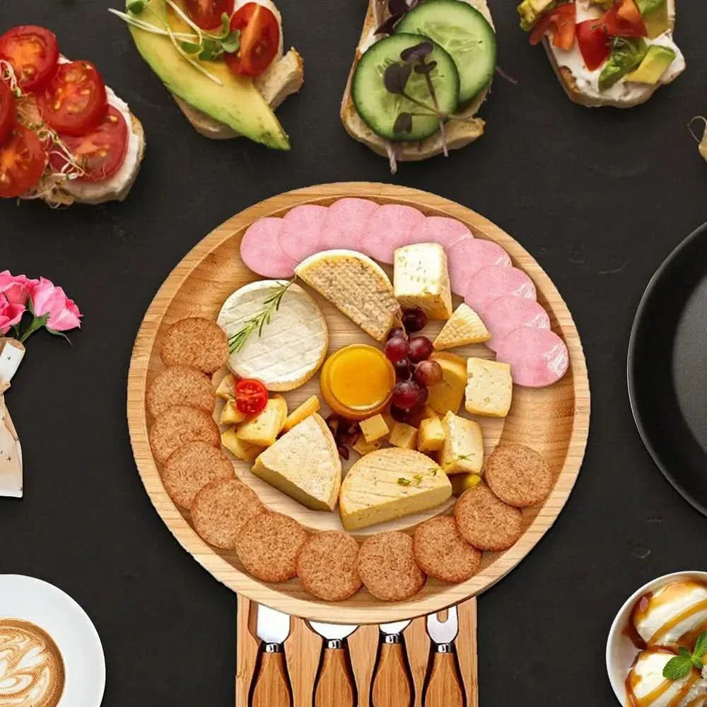 Lisslune | CheeseMate – Round Bamboo Cheese Board