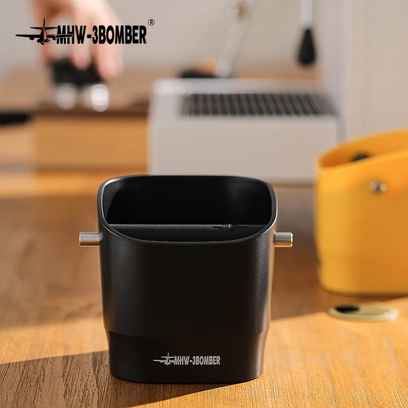 Lisslune | 0.9–1.2 l Espresso knock box, detachable knock bar and non-slip base, square coffee grounds waste, barista desktop accessories