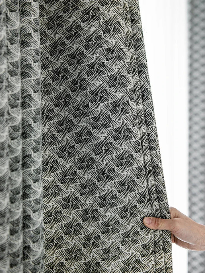 Rynx | Modern Luxury Living Room Foot Curtains Lines Creative Art Bedroom Decorative Curtains Jacquard Blackout Study Curtains Cortina
