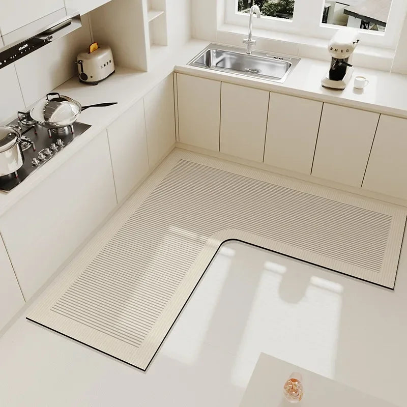 Rynx | Kitchen Rug L-Shape Floor Mat Non-Slip Mats Water Absorbent Quick Drying Kitchen Carpet