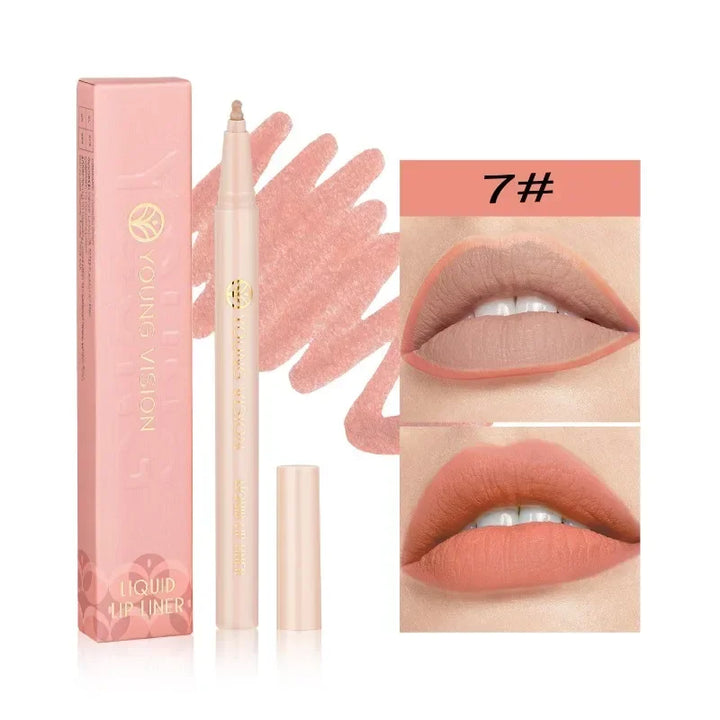 Lisslune | Mattes Flüssig-Lippenkonturenstift Schwammspitzen Lippenkonturenstift Nude Pink Lippenstiftstift Lang anhaltende Samt Schnell trocknende Lippenlack Feuchtigkeitsspendender Lippenstift