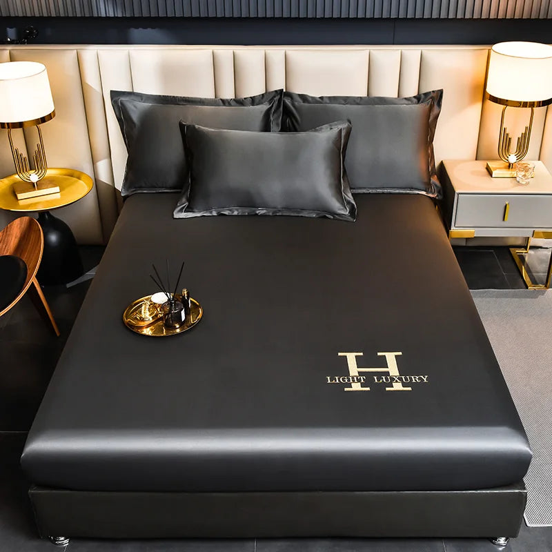 Lisslune | Solid Color Silk Bed Sheet
