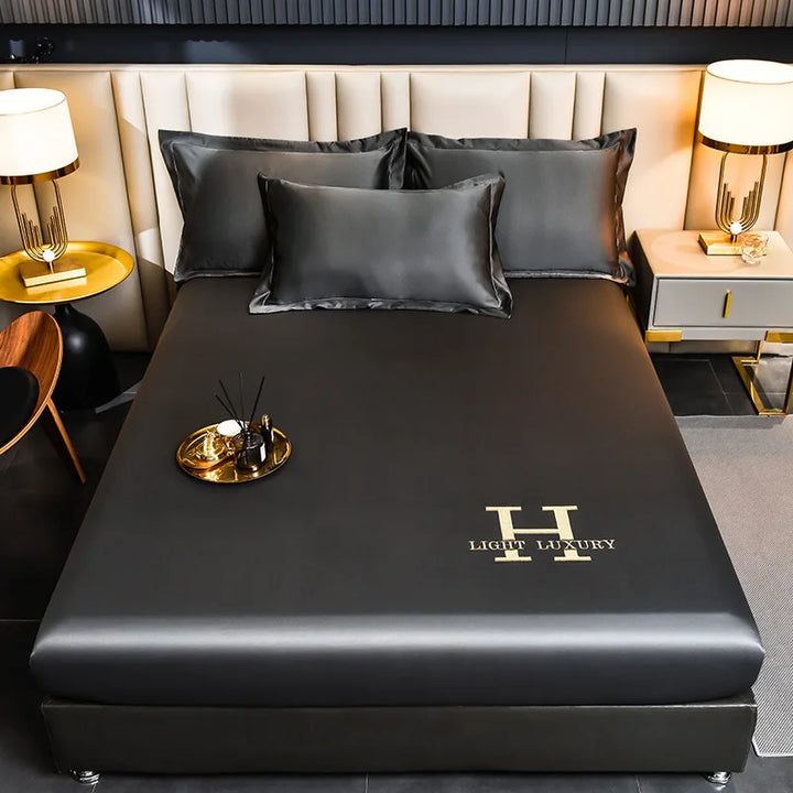 Lisslune | Solid Color Silk Bed Sheet