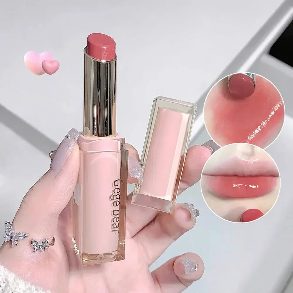 Rynx | 6 Colors Silky Glossy Lipstick Gege Bear Pump Lips Moisture Water Bomb Comfortable Ultra Shine Non-Sticky Cup Lip Balm Makeup