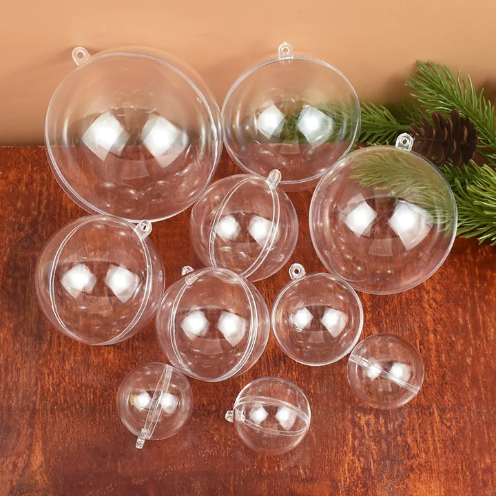 Rynx 4-10CM Christmas Transparent Ball Plastic Fillable Bauble Xmas Tree Hanging Ornaments Decoration for Home Wedding Party Gift Box