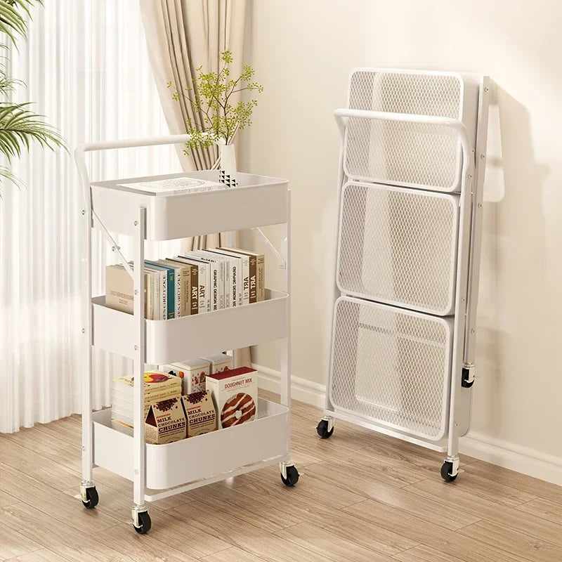 Rynx | Trolley storage shelf multi-layer standing vegetable organizer household movable and foldable small cart storage shelf
