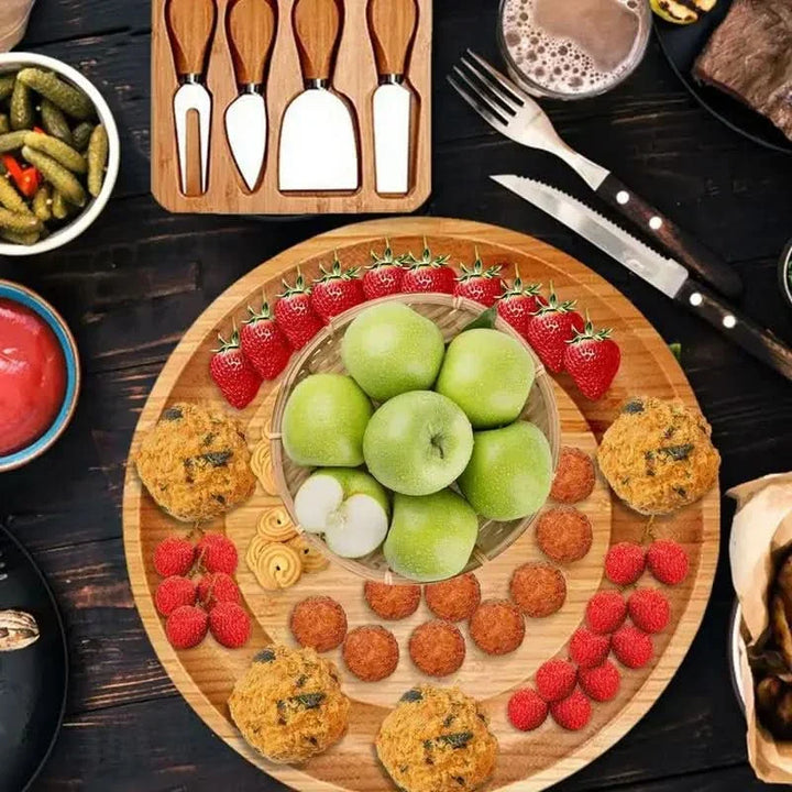 Lisslune | CheeseMate – Round Bamboo Cheese Board