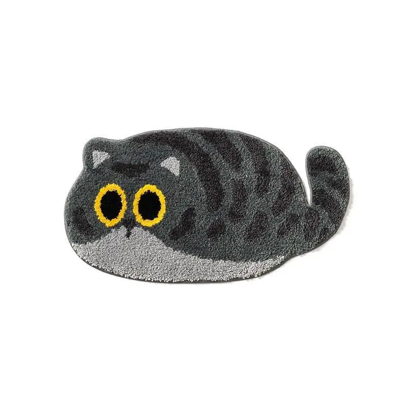 Rynx | Large Round Cat Head Shaped Rug Cute Cat Carpet Non-Slip Bedroom Velvet Carpet Flooring Living Room Entrance Mat Home Décor