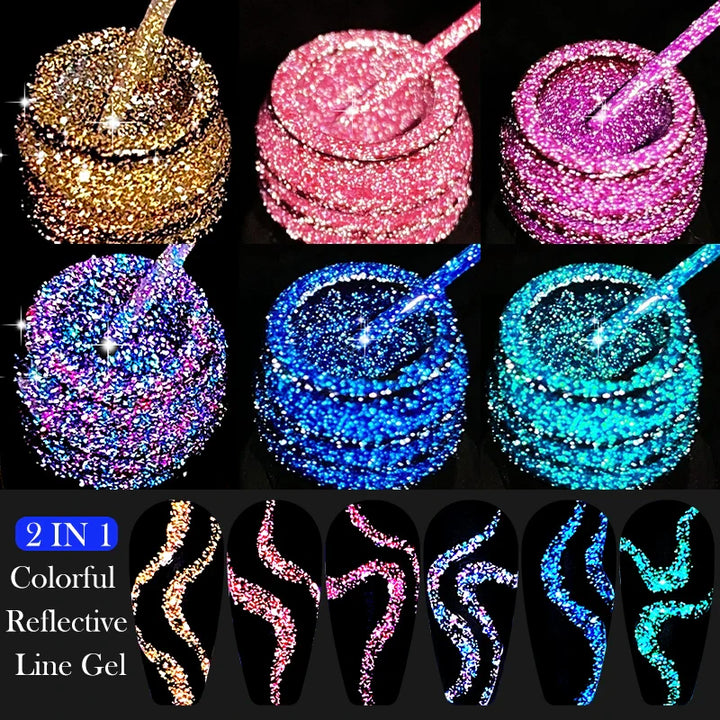 Rynx | 5ml Colorful Reflective Liner Gel Nail Polish Super Bright Painting Glitter Gel Graffiti Stripe Design Polish Manicure