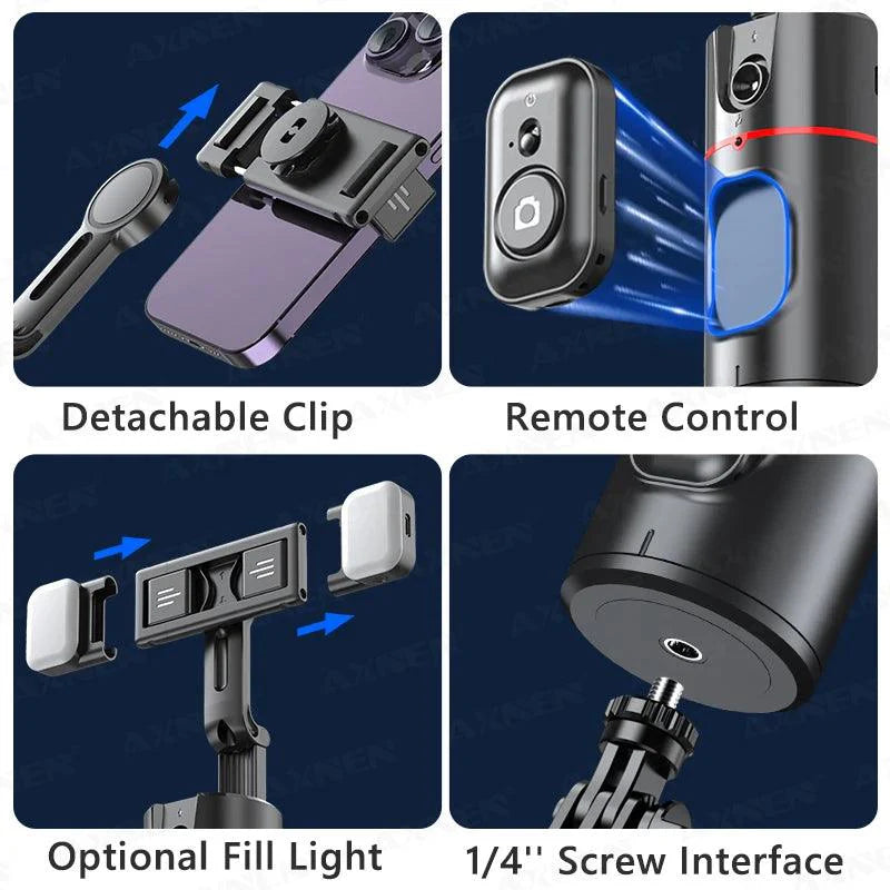 Lisslune | Smartphone Gimbal Stabilizer with advanced face recognition and remote control for 360° video recording