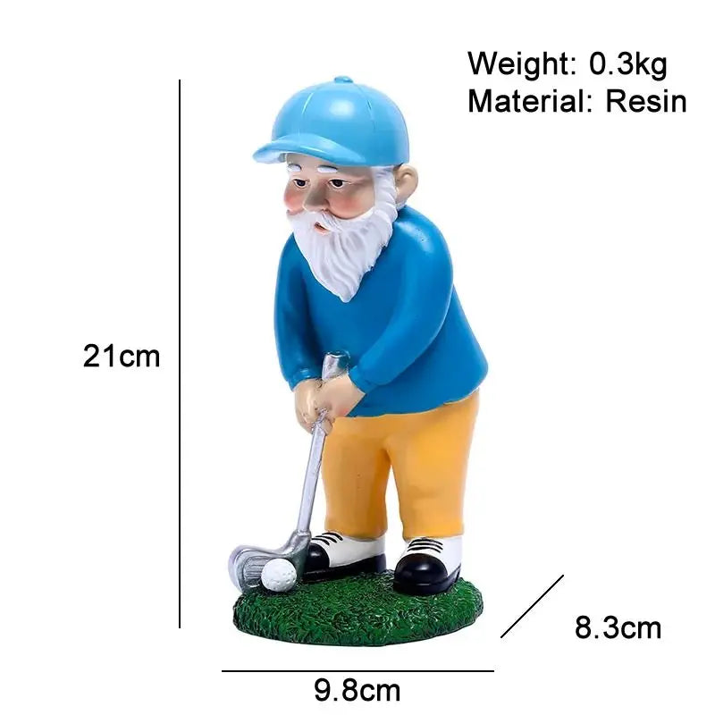 Rynx | Cute Garden Golf Gnome Statue DIY Outdoor Garden Bonsai Store Decoration Resin Gnome Sculpture For Home Desk Decor Ornament
