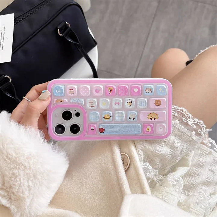 Lisslune | Kreatives süßes Obst Tieretui kompatibel für iPhone 11 13 15 16 14 12 Pro Max 15 16 13 12 Pro 3D Tastatur weiche Hülle