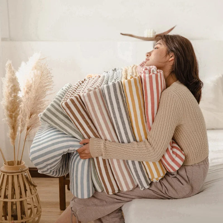 Rynx Stripes 100% Cotton Summer Blanket for Bed Soft Skin-Friendly Queen Comforter for Summer Air Conditioning Thin Comforter Breathable