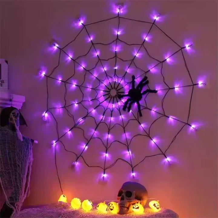 Rynx | Halloween Glowing Spider Web Halloween Decoration Lights Spider Web Lights Halloween Decoration Outdoor Indoor Halloween Decor