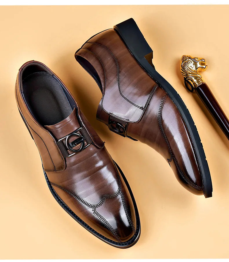 Lisslune | Men's Leather Shoes Stylish Men's Shoes Pointed Oxford Wedding Leather Men's Dress Shoes Gentleman Office Man Shoe