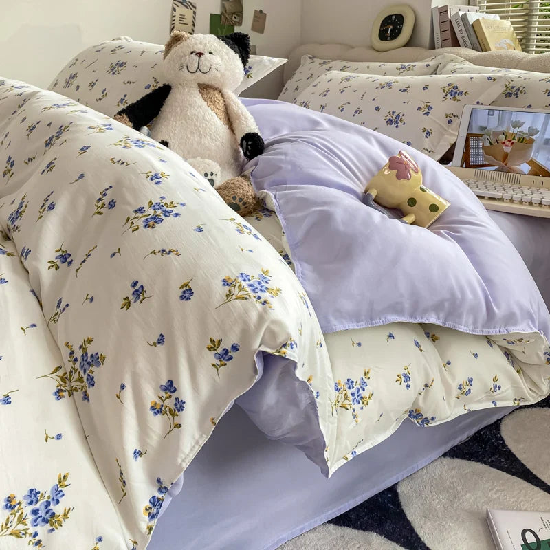 Rynx | Vintage Floral Duvet Cover Set, 3-piece Botanical Bedding Garden Style Flower Reversible Duvet Covers Luxury Soft Breathable