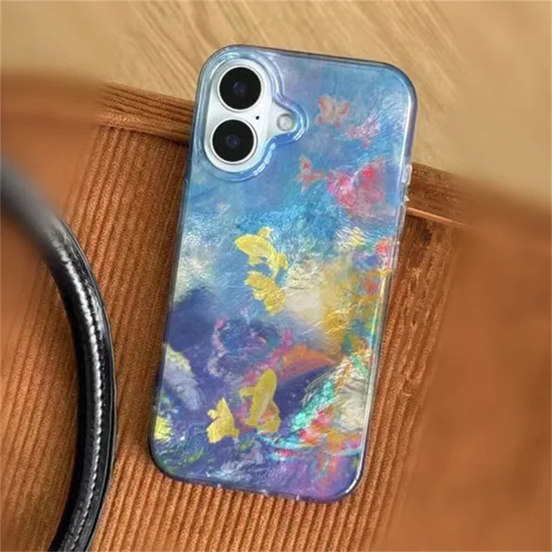 Lisslune | Für iPhone 16 Pro Hülle Farbverlauf Goldfisch Schmetterling Handyhülle für iPhone 16 15 14 13 12 11 X XR Xs SE2 SE 8 7 Plus Pro Max Hülle