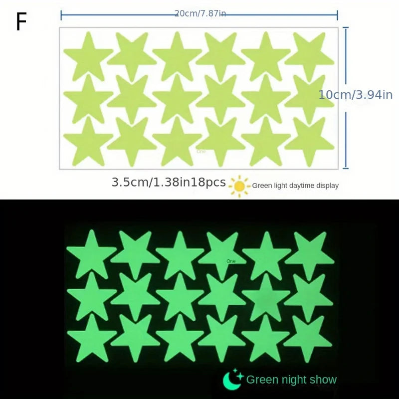 Rynx Glow-in-the-Dark Wall Stickers Self-Adhesive Dots Glow-in-the-Dark Ceiling Stickers for Kids' Room Halloween Home Decor