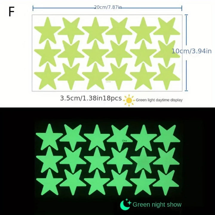 Rynx Glow-in-the-Dark Wall Stickers Self-Adhesive Dots Glow-in-the-Dark Ceiling Stickers for Kids' Room Halloween Home Decor