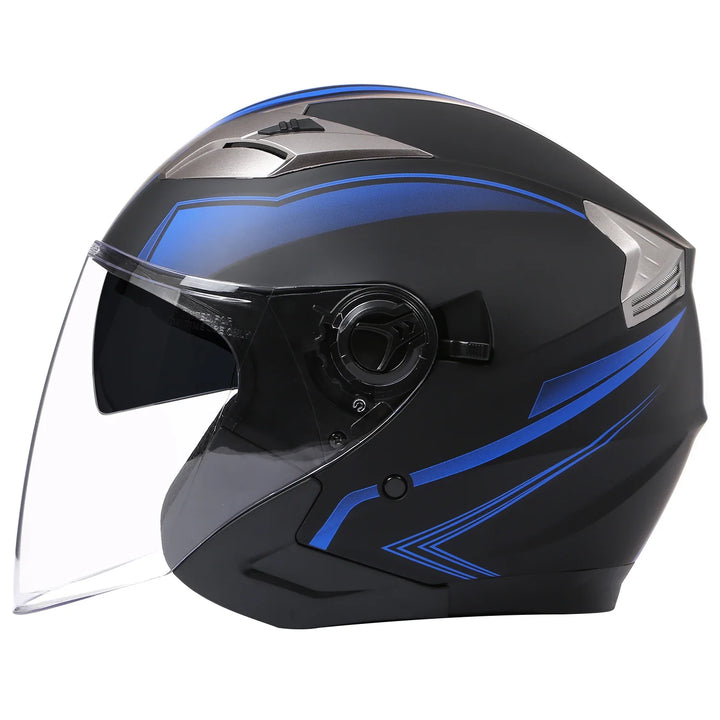 Lisslune | Half Face Motorcycle Helmet with Double Lens & DOT Safety – RoadGuard