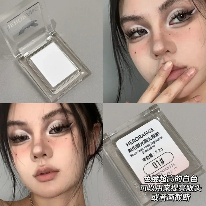 Rynx | Eyeshadow Palettes Monochrome White Jade Highlighter Palette Waterproof Pearl Matte Brightening Lying Silk Moth Shimmer Bronzer