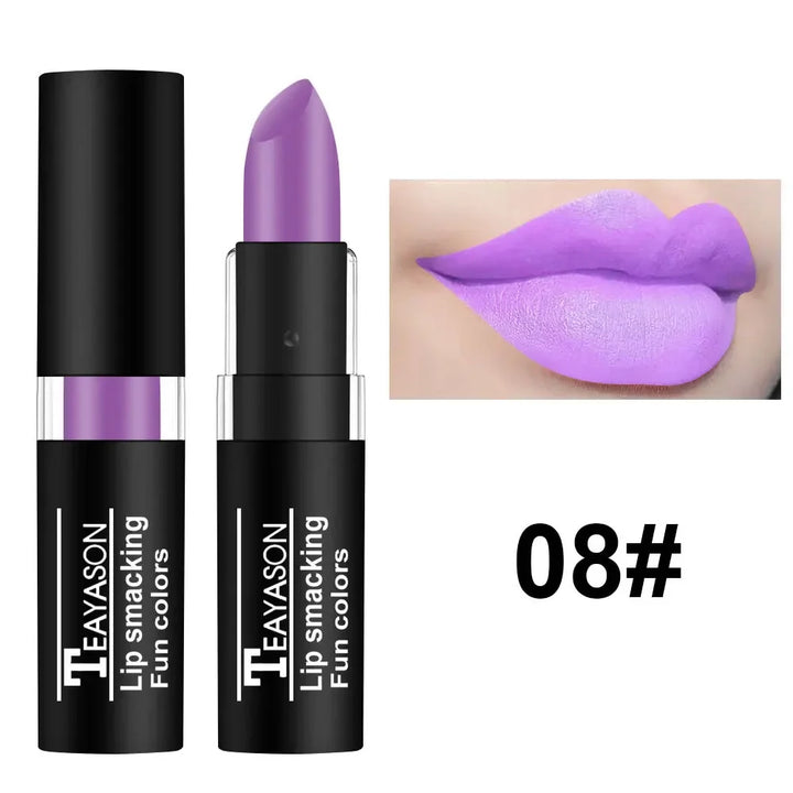 Rynx | 12 Colors Matte Nude Lipsticks Waterproof Black Blue Velvet Lipstick Long-lasting Sexy Vampire Red Halloween Party Makeup Lipsticks
