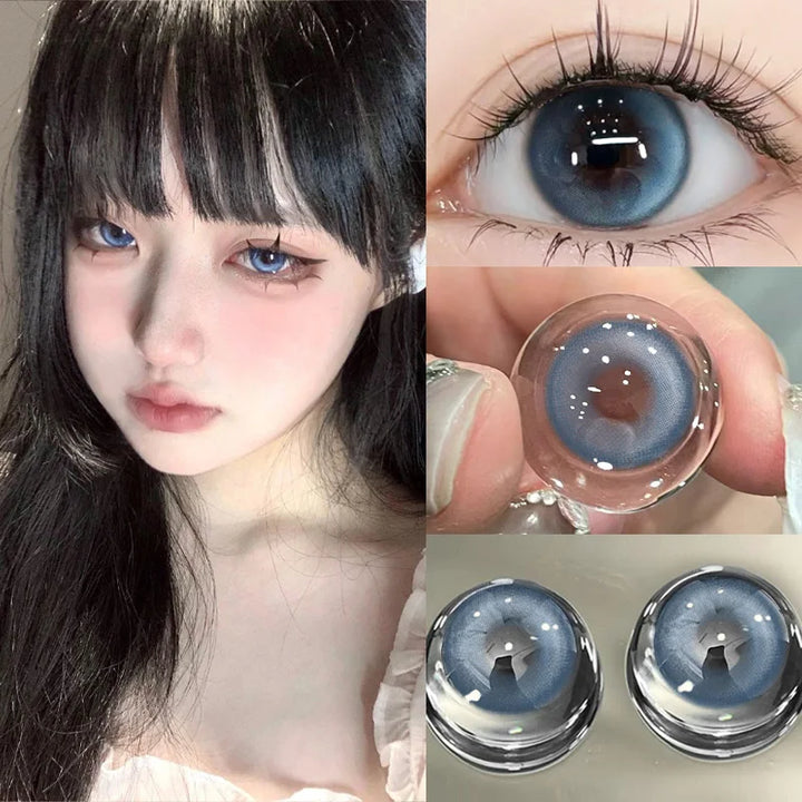 Lisslune | 1 Pair New Colored Contact Lenses with Diopters Natural Lenses Blue Lenses Bestsellers Green Pupil Cosmetics Fast Shipping