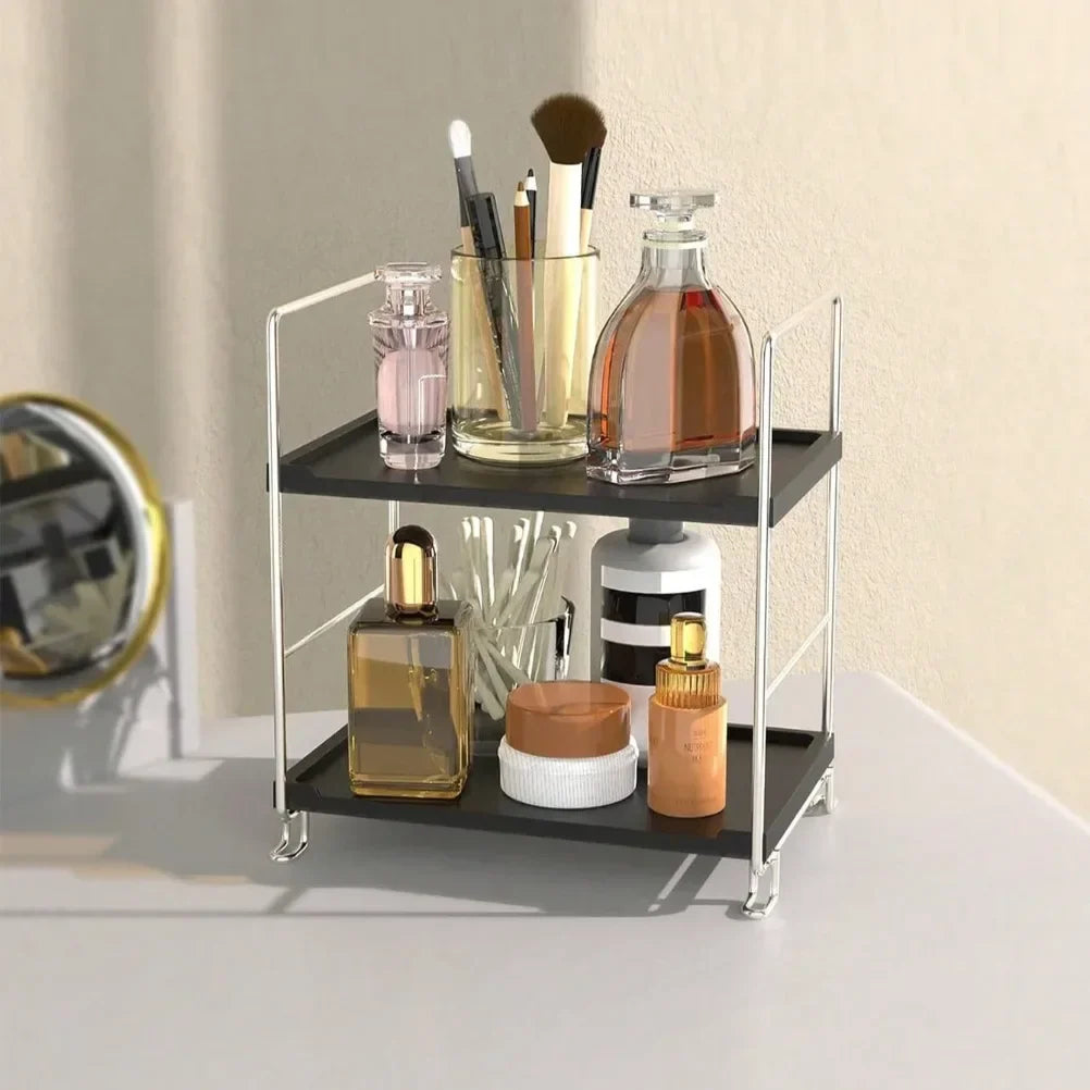 Rynx | 2-Tier Bathroom Organizer Counter Vanity Skincare Makeup Organizer Holder Bathroom Sink Counter Storage Shelf