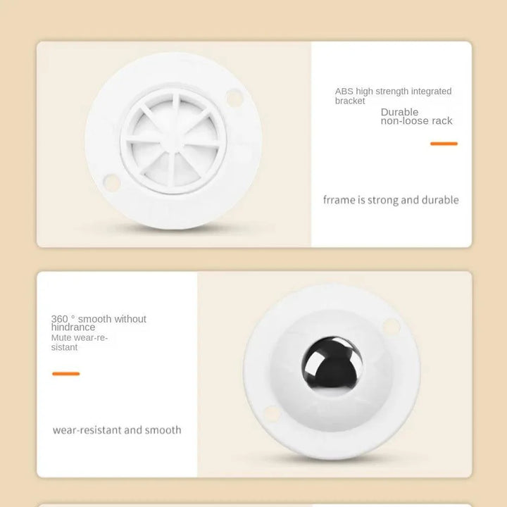 Lisslune | Self-adhesive 360° swivel castors - Mini stainless steel furniture wheels with universal ball mechanism