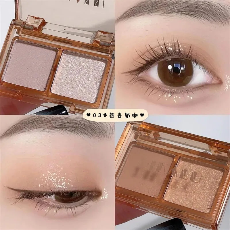 Rynx | 2 Colors Smoky Blue Eyeshadow Palette Matte Pearl Gray Pink Low Saturation Eyeshadow Palette Eye Pigments Long-lasting Korea Makeup