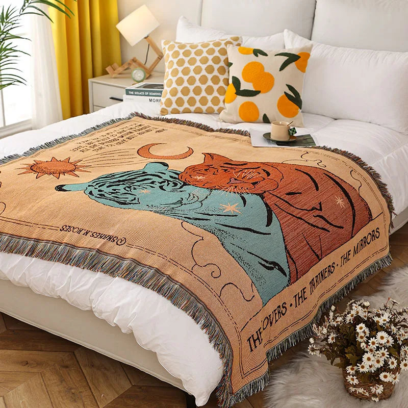 Lisslune | Jungle Cats Woven Throw Blanket