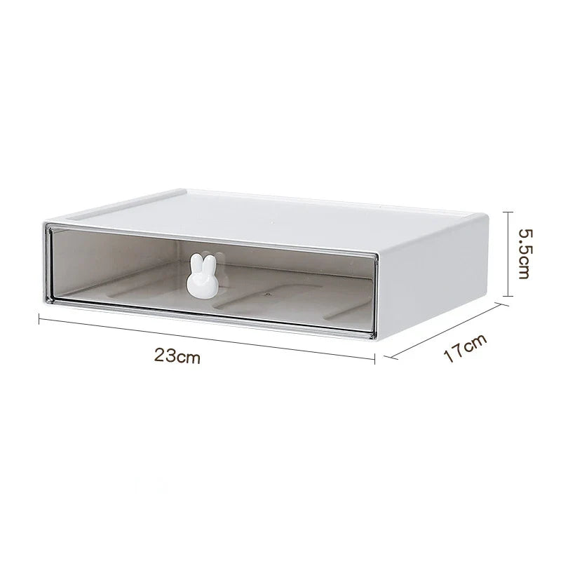 Rynx | Desktop Cosmetics Kawaii Stationery Storage Box Ins Plastic Drawer Storage Pen Cabinet Office Desk Stackable Storage Organization
