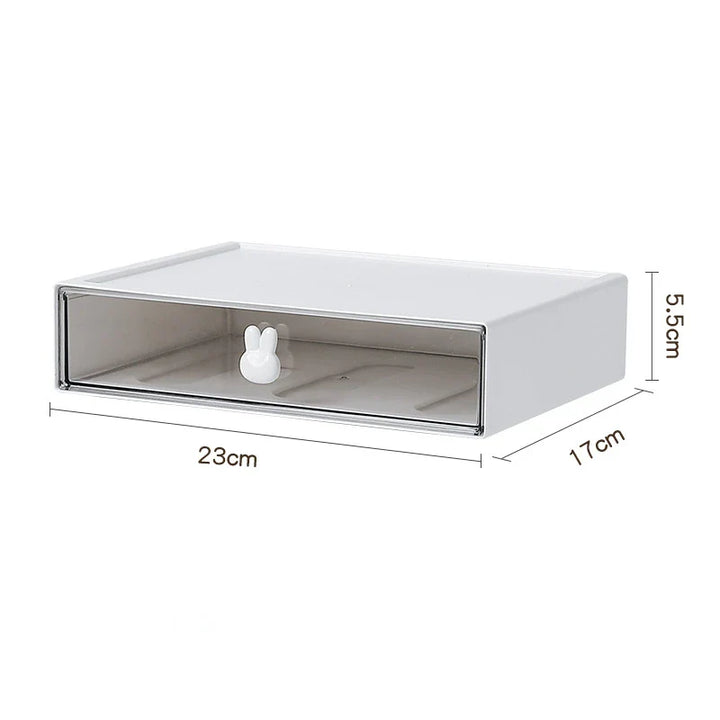 Rynx | Desktop Cosmetics Kawaii Stationery Storage Box Ins Plastic Drawer Storage Pen Cabinet Office Desk Stackable Storage Organization