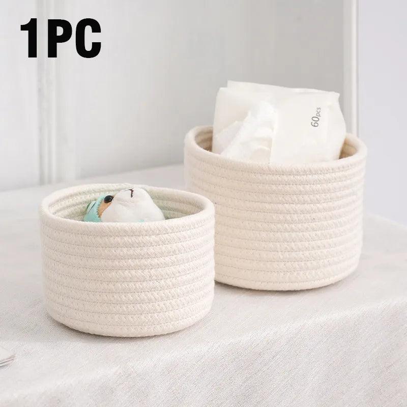 Lisslune | Stylish hand-woven cotton rope basket for home organization and storage