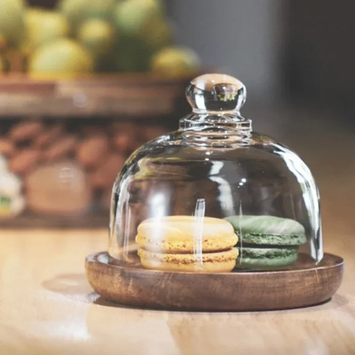 Lisslune | Glass bowl with wooden lid – Sturdy storage bowl for snacks and sweets