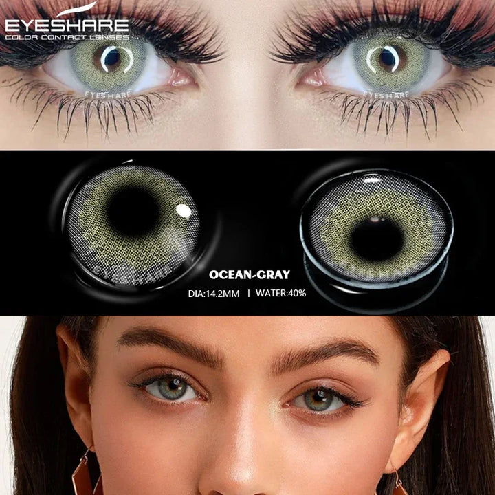 Rynx | 1 Pair Colored Lenses Ocean Colored Contact Lenses Beautiful Pupil Makeup Contact Lens Annual Use Cosmetic Beauty Eye Lenses
