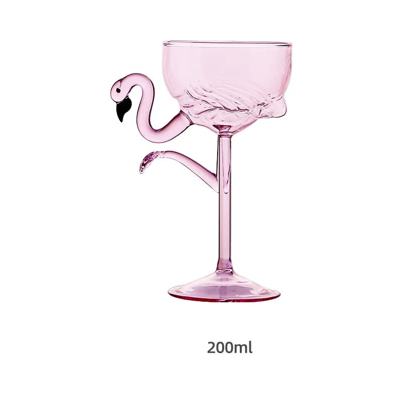Lisslune | Pink Flamingo Cocktail Clear Party Glasses